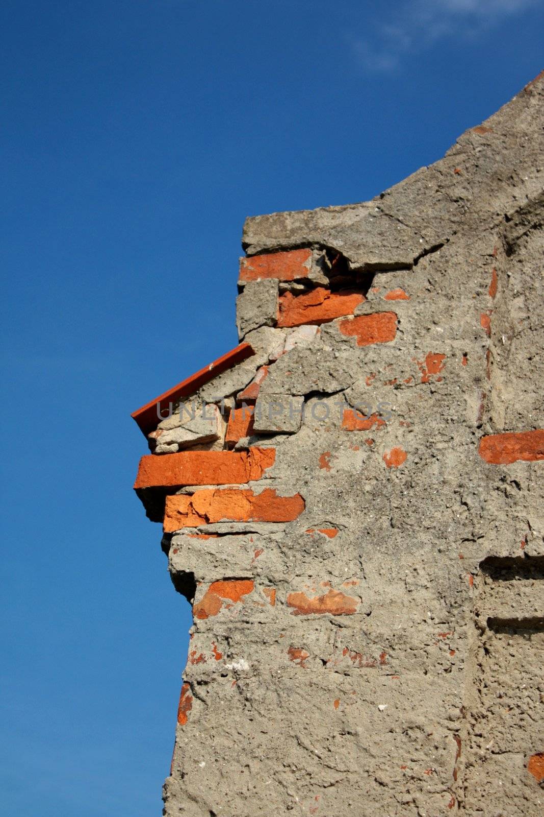 The very old building against blue sky