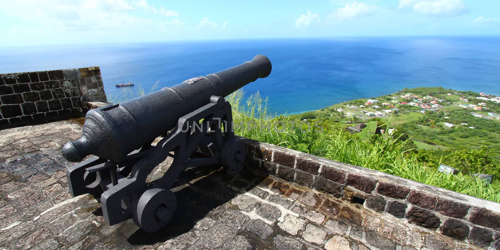 Cannon at Brimstone Hill Fortress National Park on Saint Kitts.