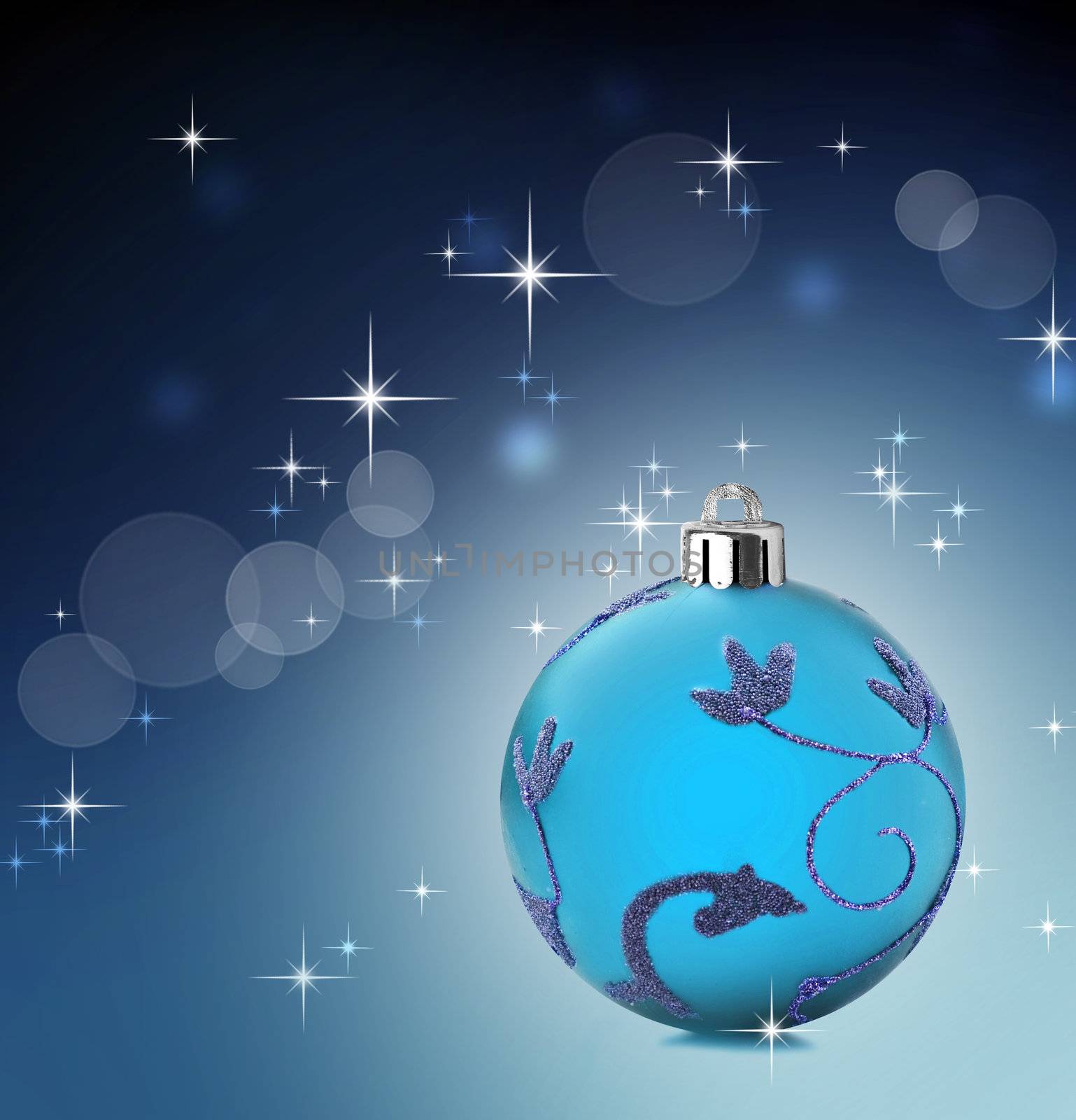 Blue christmas background with stars shining