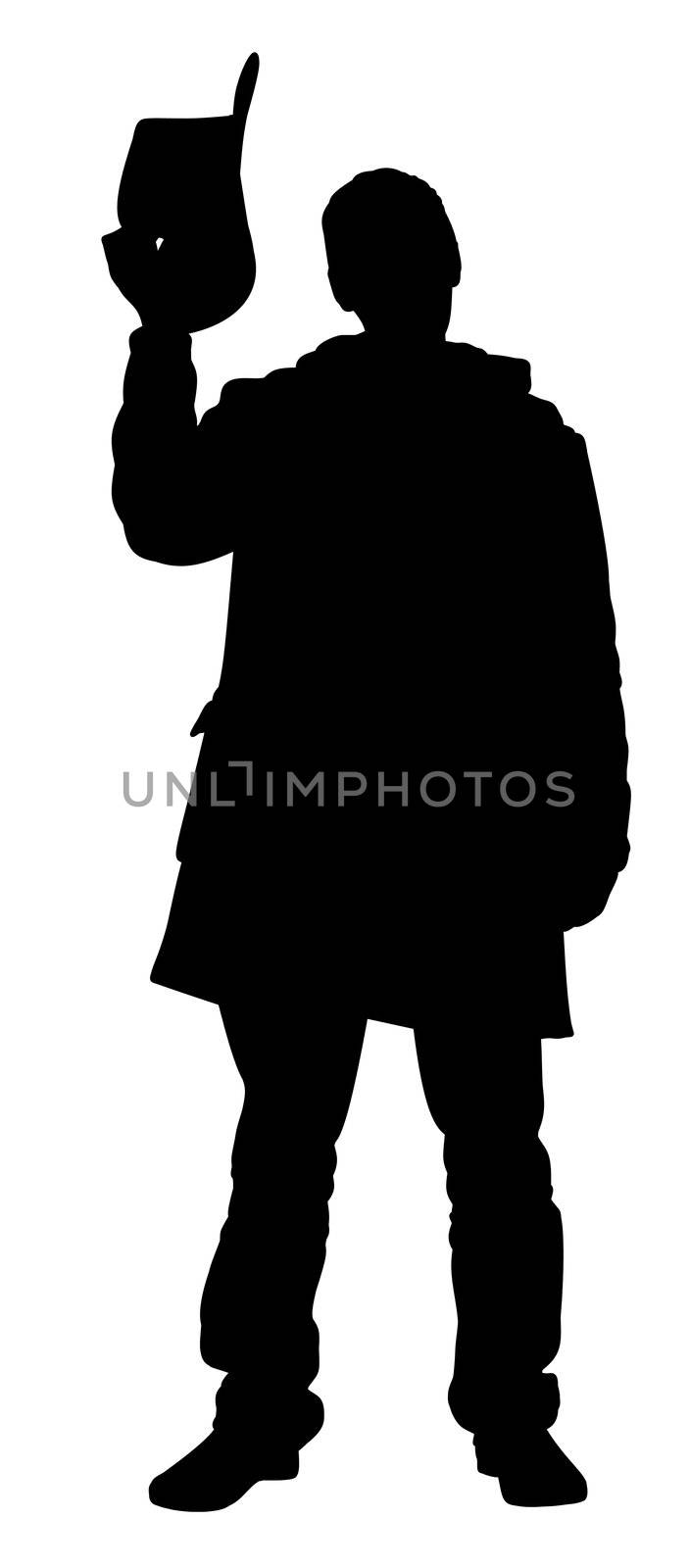 Illustrated Silhouette of a cowboy raising his hat