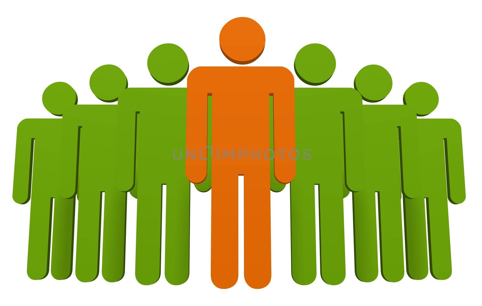 Illustration of a group of people with the one at the front a different colour