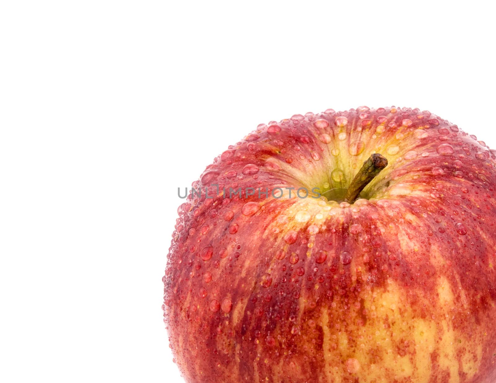 Closeup picture of tasty red aplle on white background