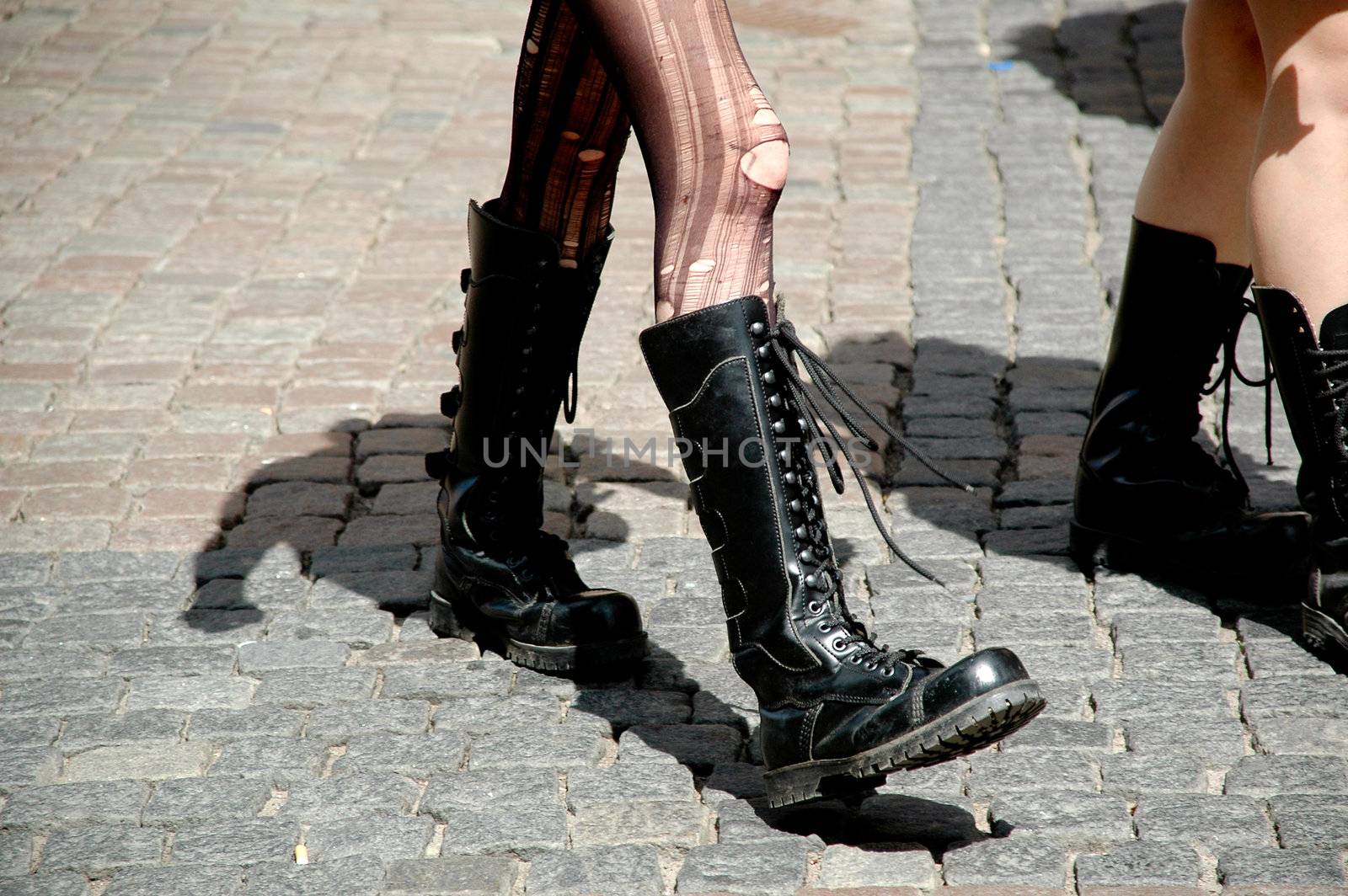 Girls walking in boots
