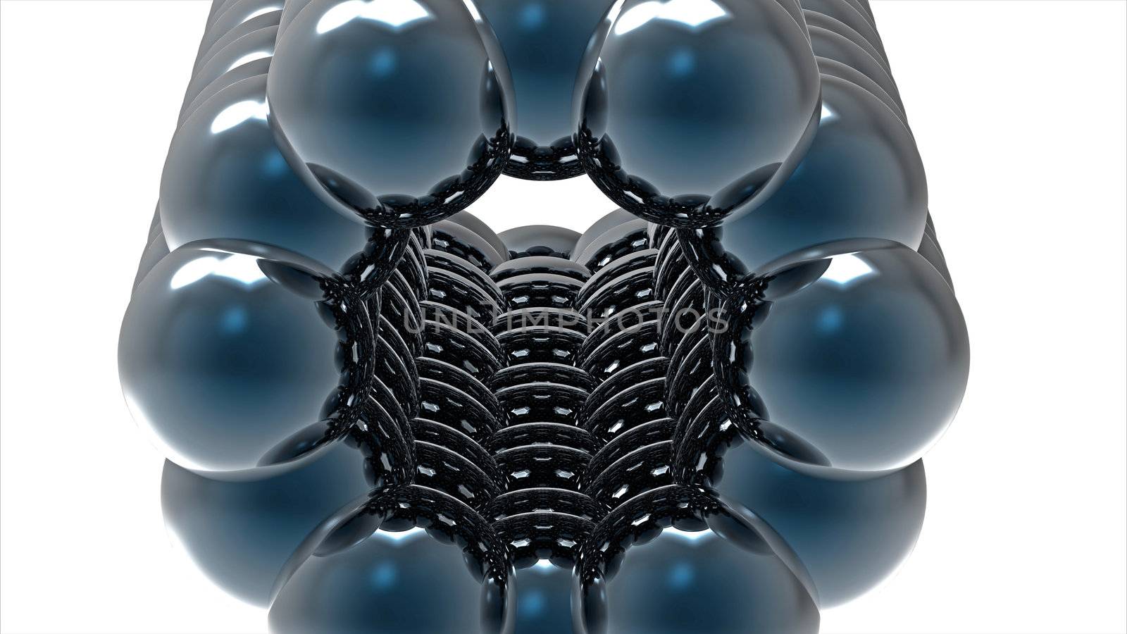 3d render of carbon nanotube model isolated on white close-up