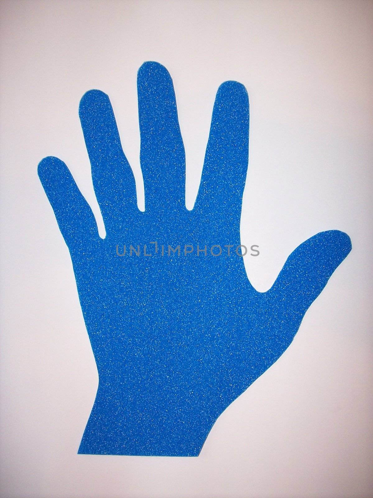 Illustration of a blue hand made of foam