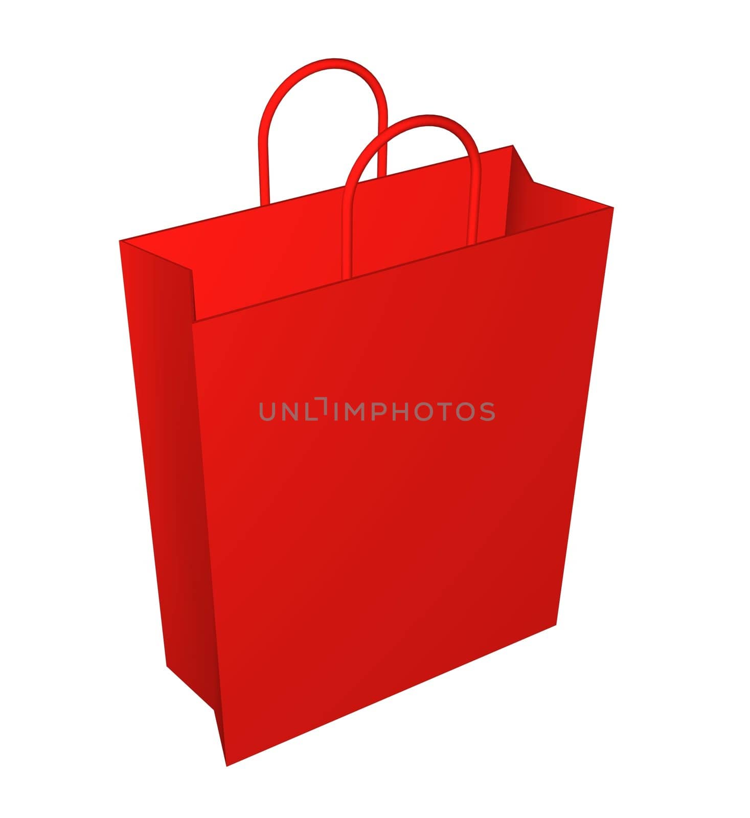 Illustrated red shopping bag over a white background