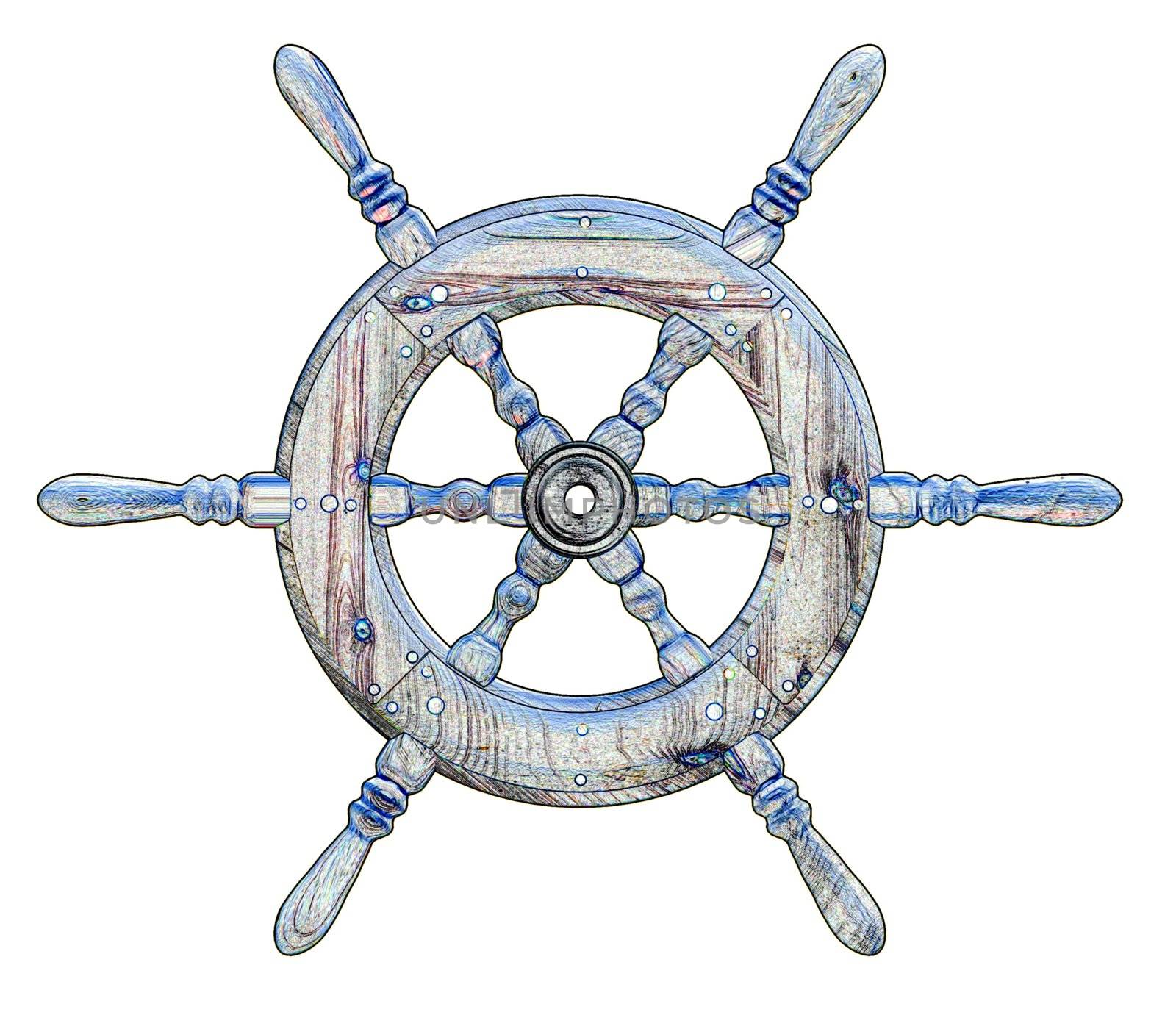 Illustration of an isolated ships wheel