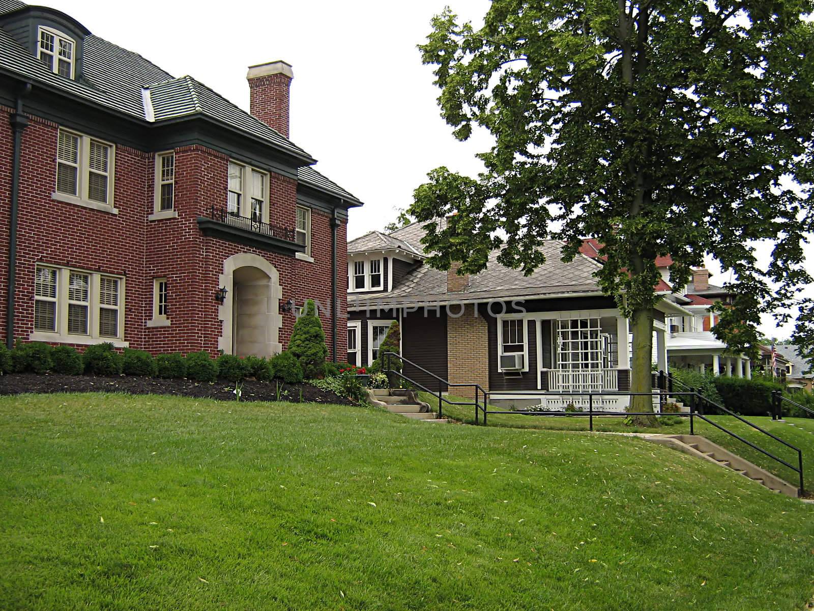 A photograph of houses in a town.