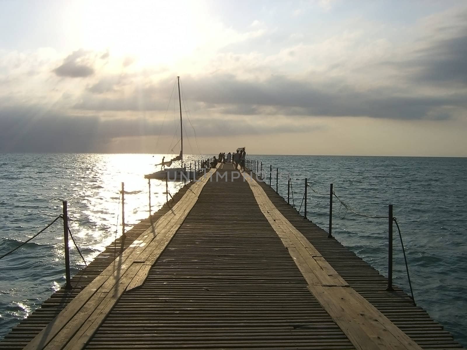 Day; sea; quay; pier; quay; horizon by Viktoha