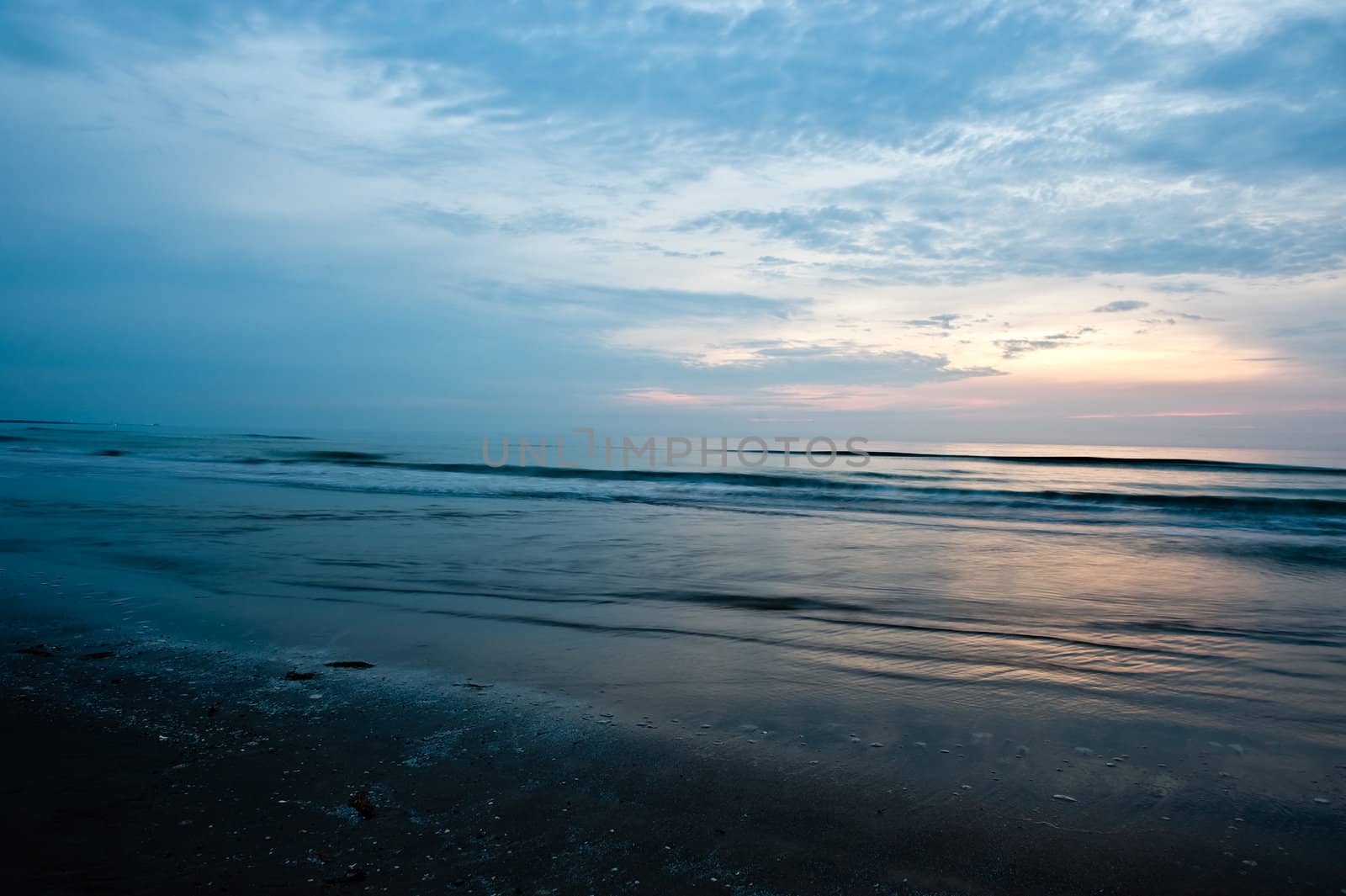 Beautiful coastline in denmark at sunset near Hirtshals