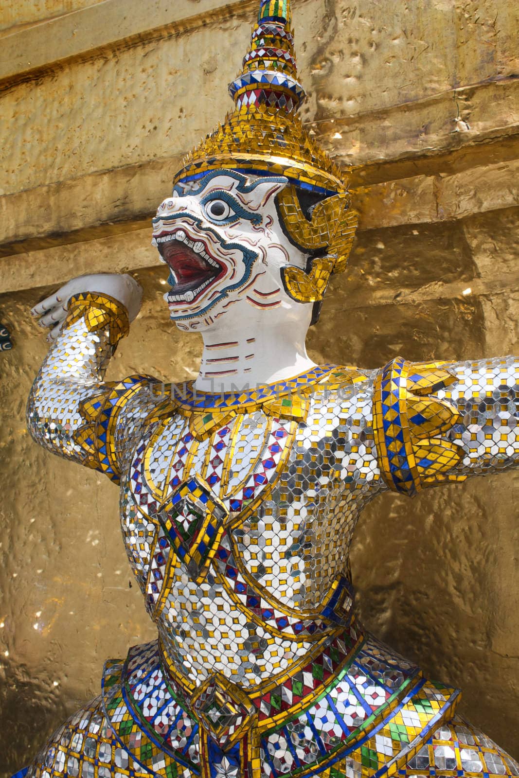 Close- up of Guardian statue at the Grand Palace in Bangkok, Thailand 