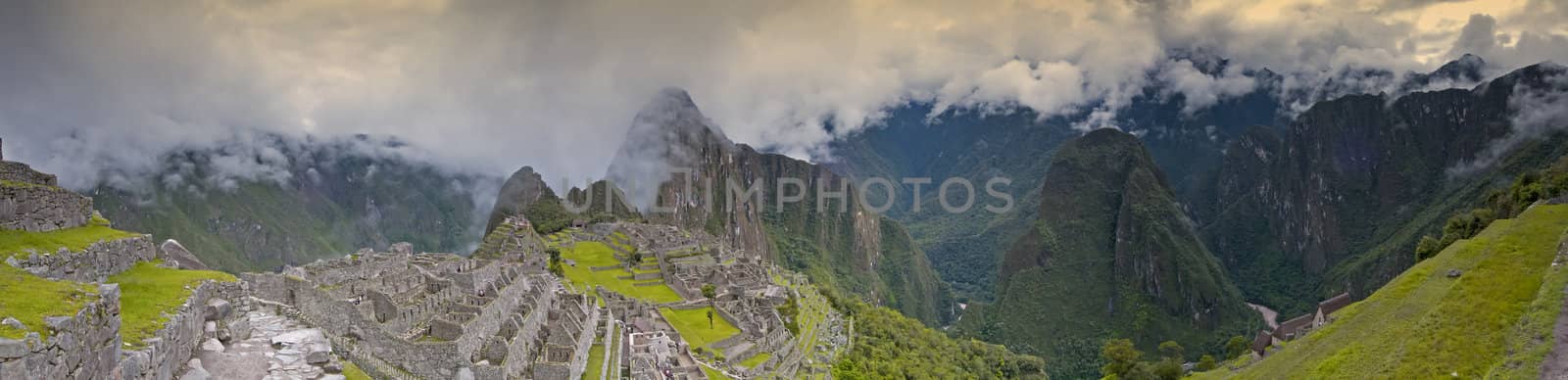 Panoramic of the Unesco World Heritage site of Machu Picchu, Peru