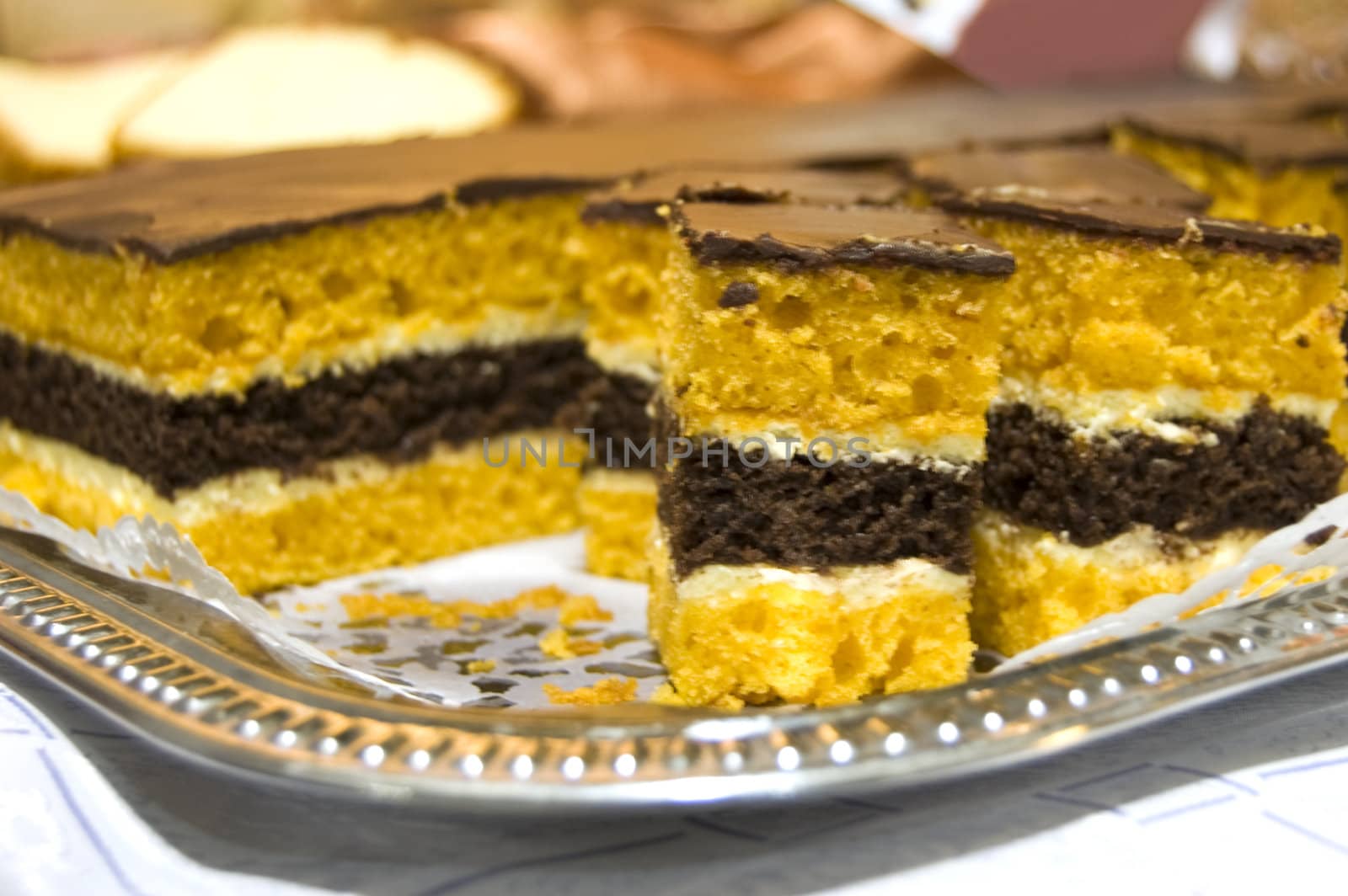 Peaces of cake on cake stand