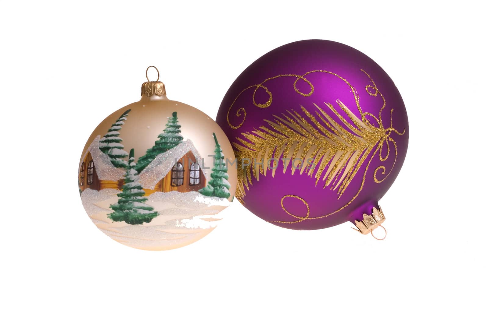 Christmas glass balls decoration on white background