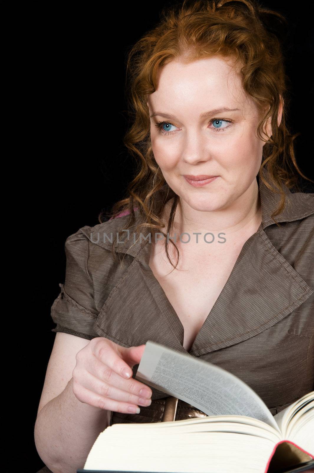 Reading girl distracted from her work by fljac