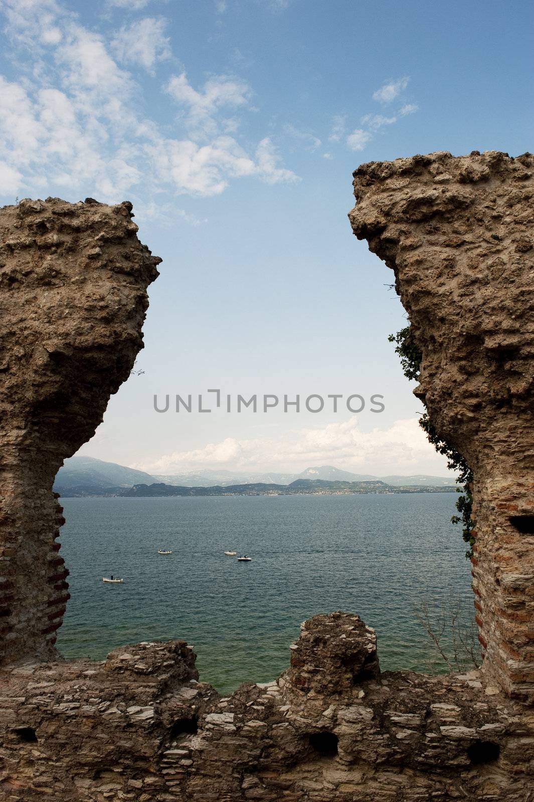 View over the lake Gara, in northern Italy