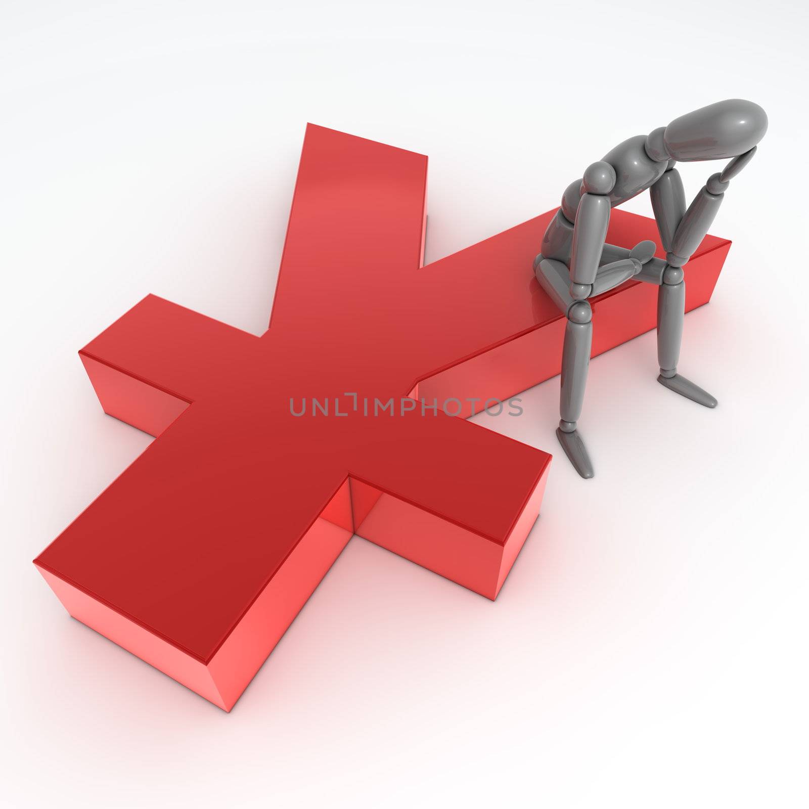 Sitting on Glossy Red Yen Symbol by PixBox