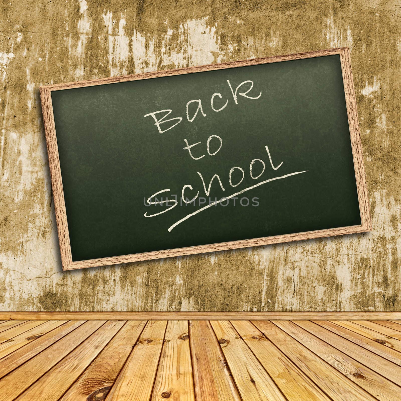 Photo of abstract interior with school blackboard