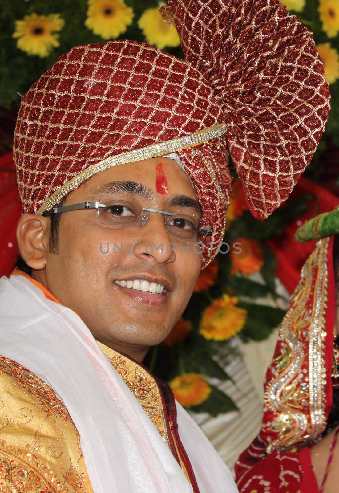 A portrait of a traditional Indian groom.