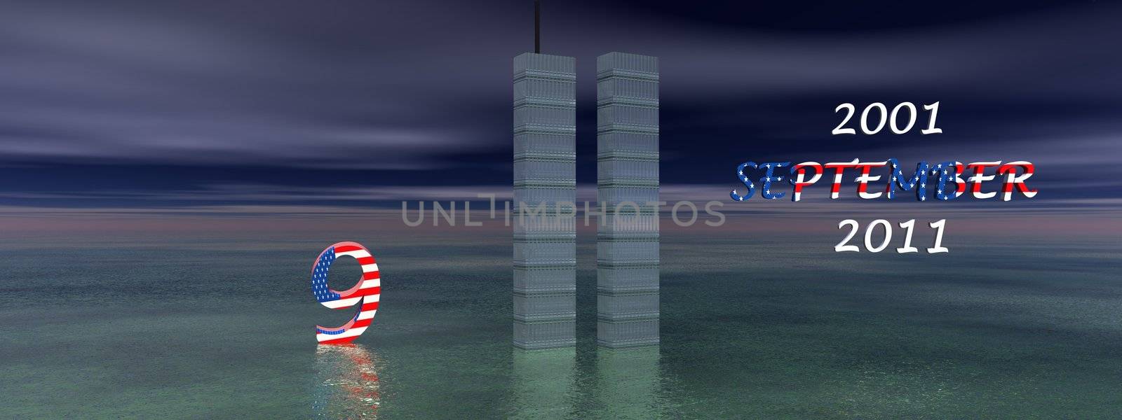 world trade center and flag