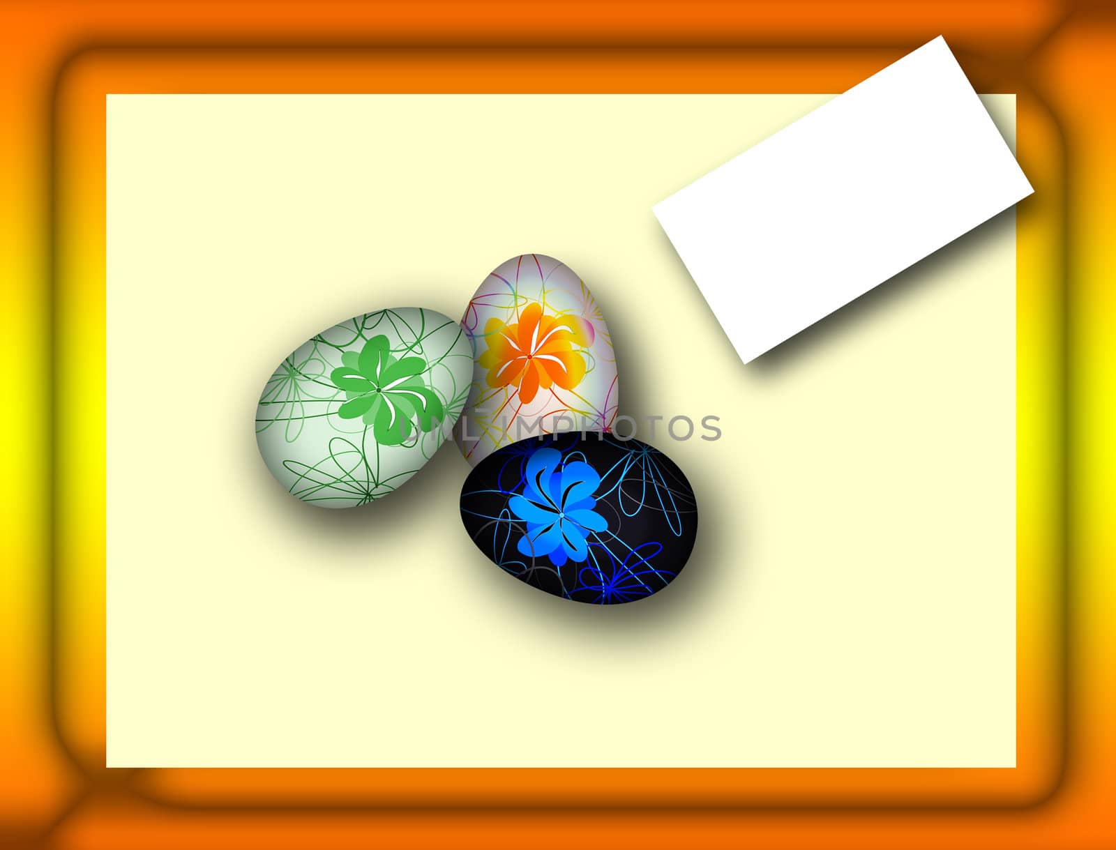 Easter many-colored of egg on the postcard with the wishes 3d