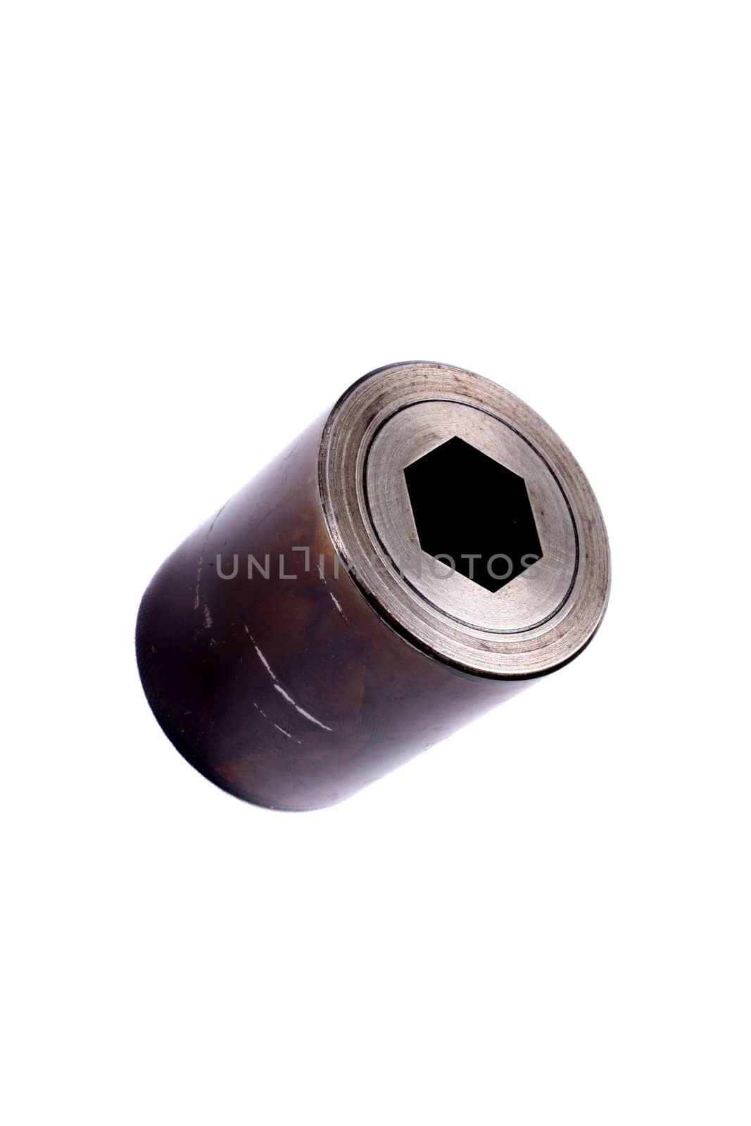 A broach component used in industrial machines or vehicles, on white studio background.