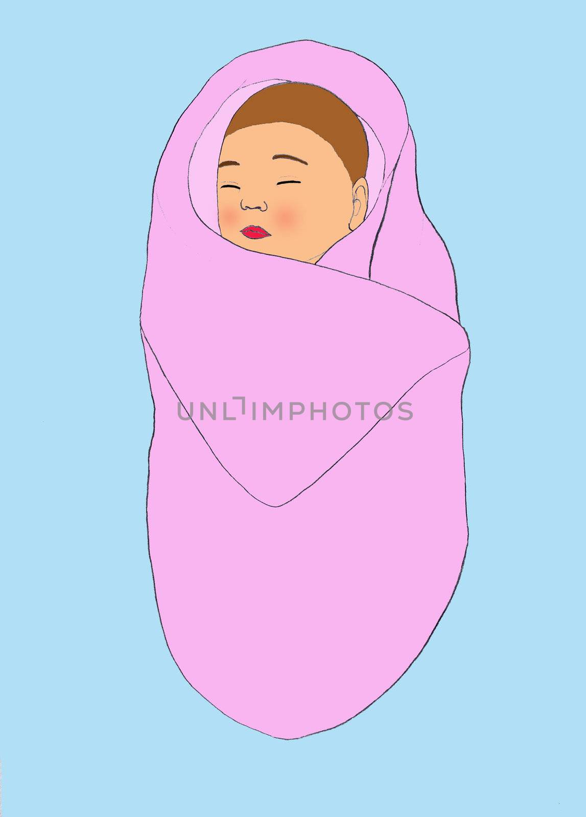 wrapped baby drawing by viviolsen