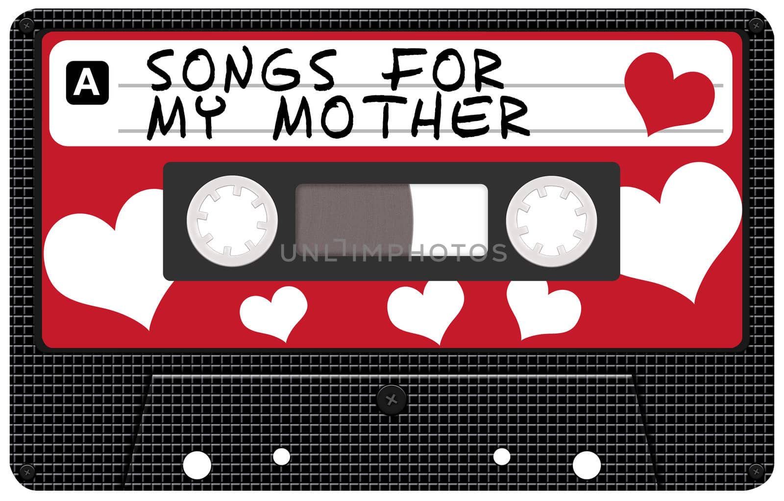Retro Audio Cassette Tape with Songs For My Mother Sign - Isolated on White