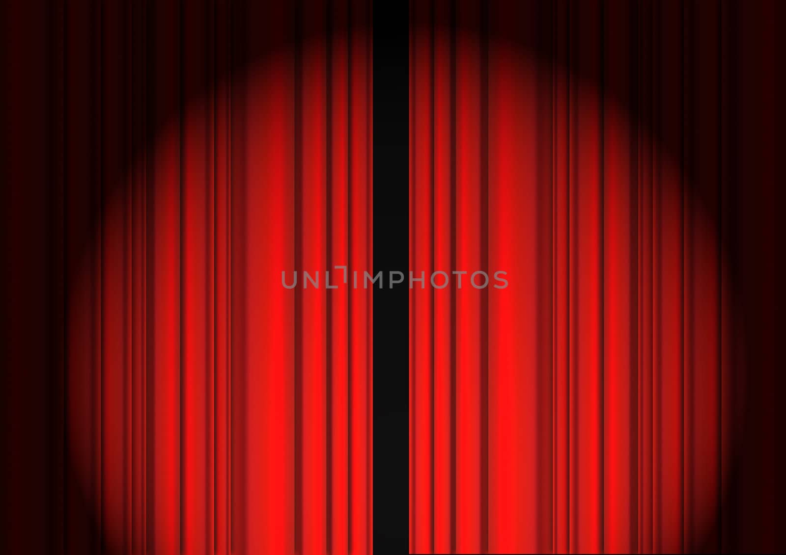 Closed Red Theater Curtain With Lightbeam