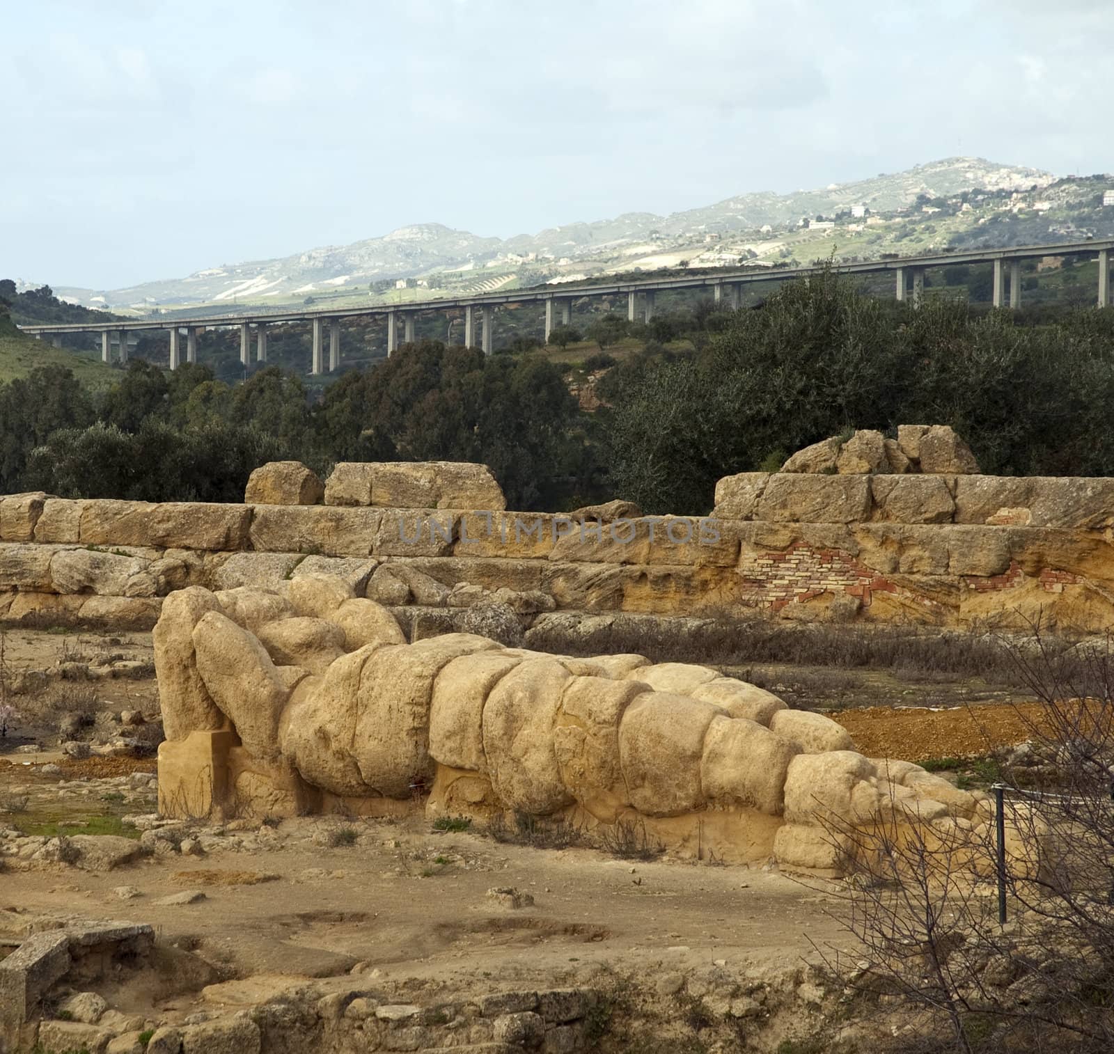 
statue in the archaeological area of the Valley of the Temples in Sicily