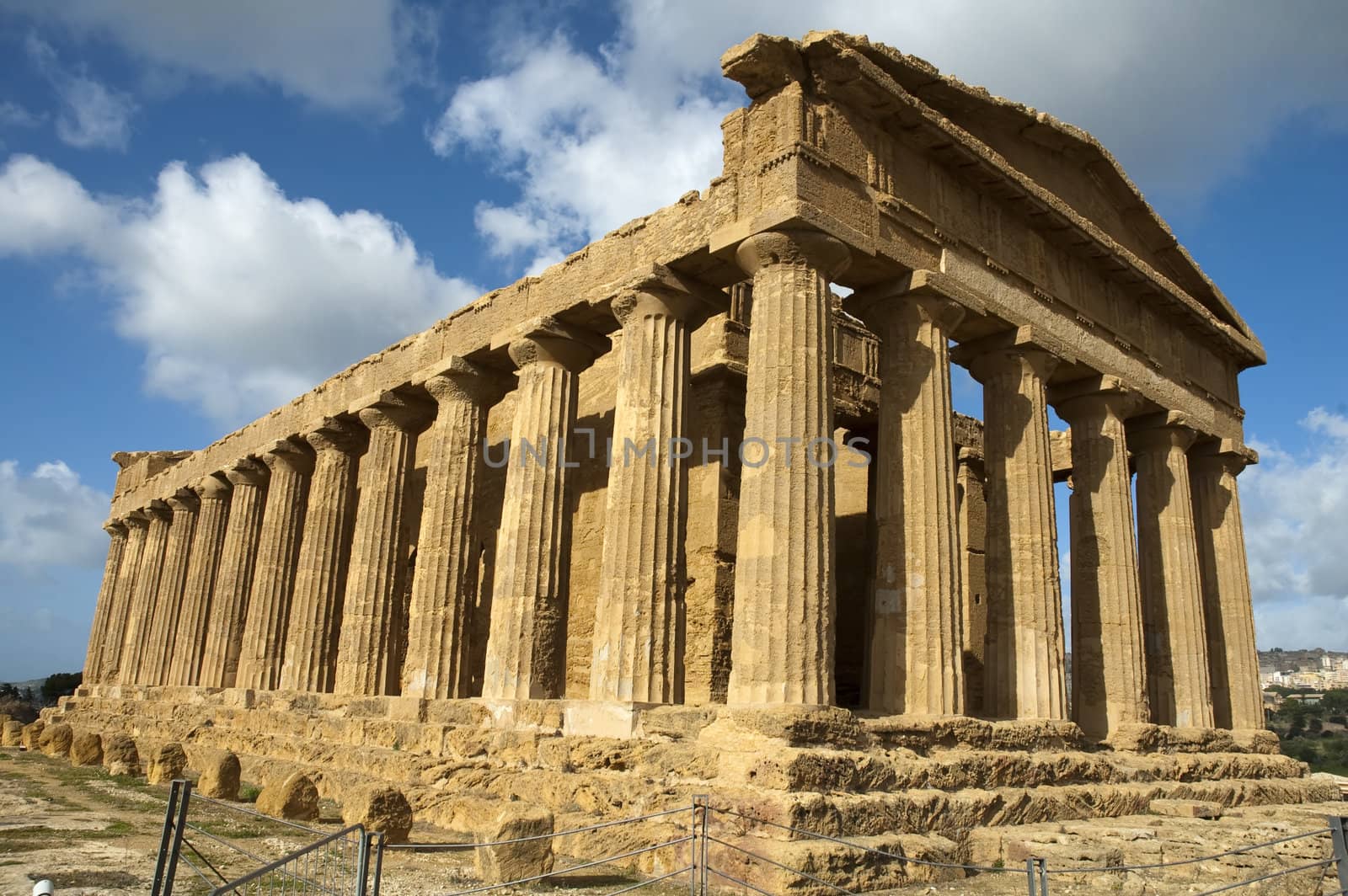 Temple in the archaeological area of the valley of the temples in Sicily