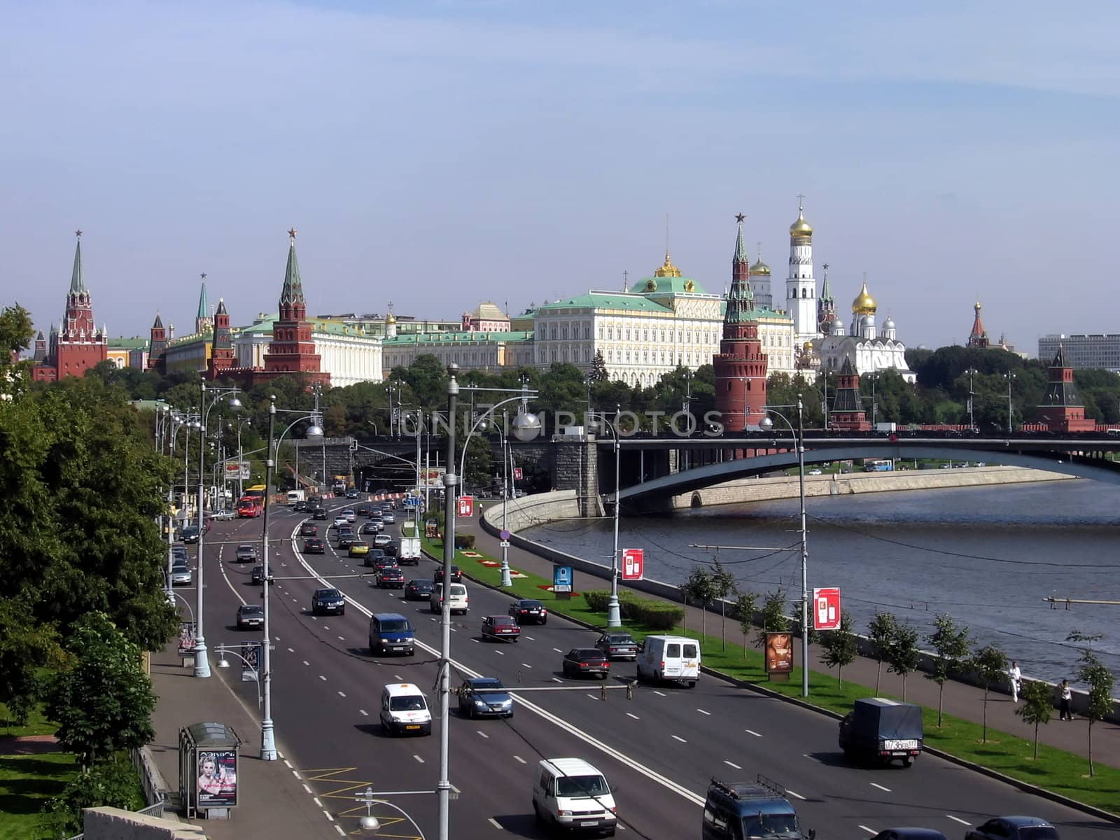 Top view at the Kremlin towers in Moscow, photo was made 2008-08-21