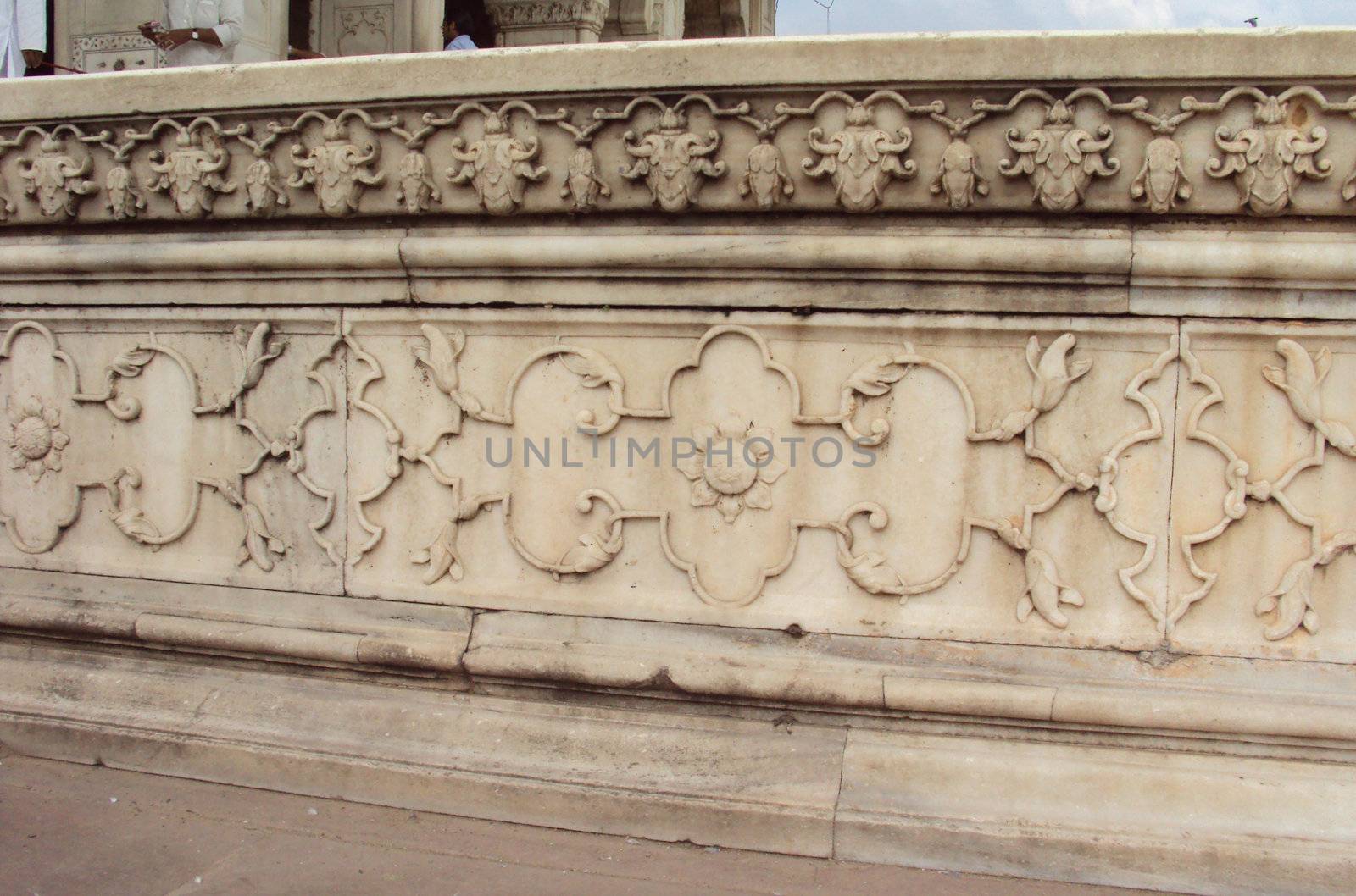 Craftwork on Marble at Diwan-i-Khas palace of Red Fort in Delhi, India.