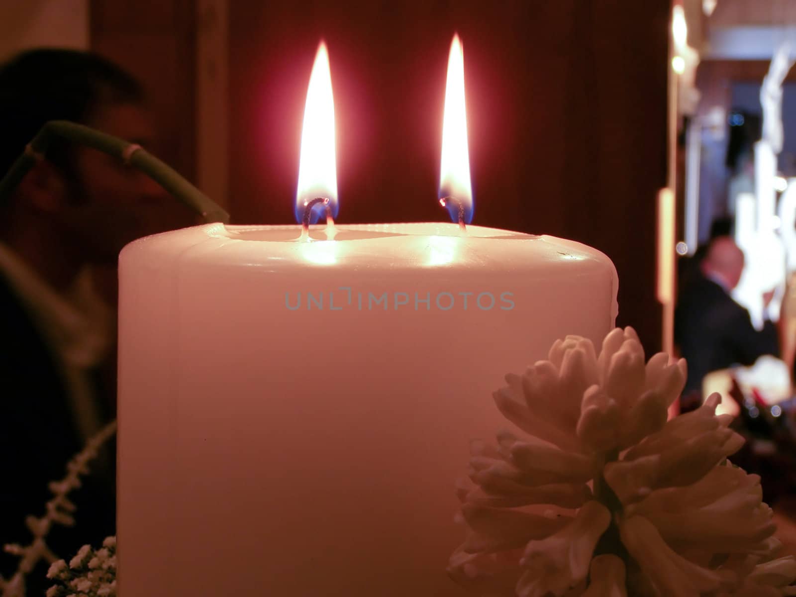 Lit candle flame