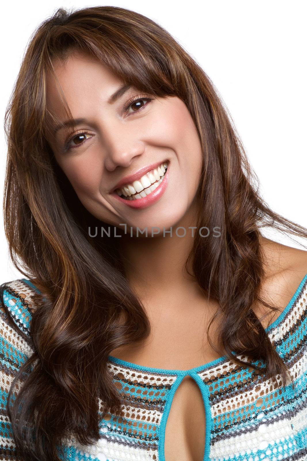 Beautiful smiling latin woman headshot