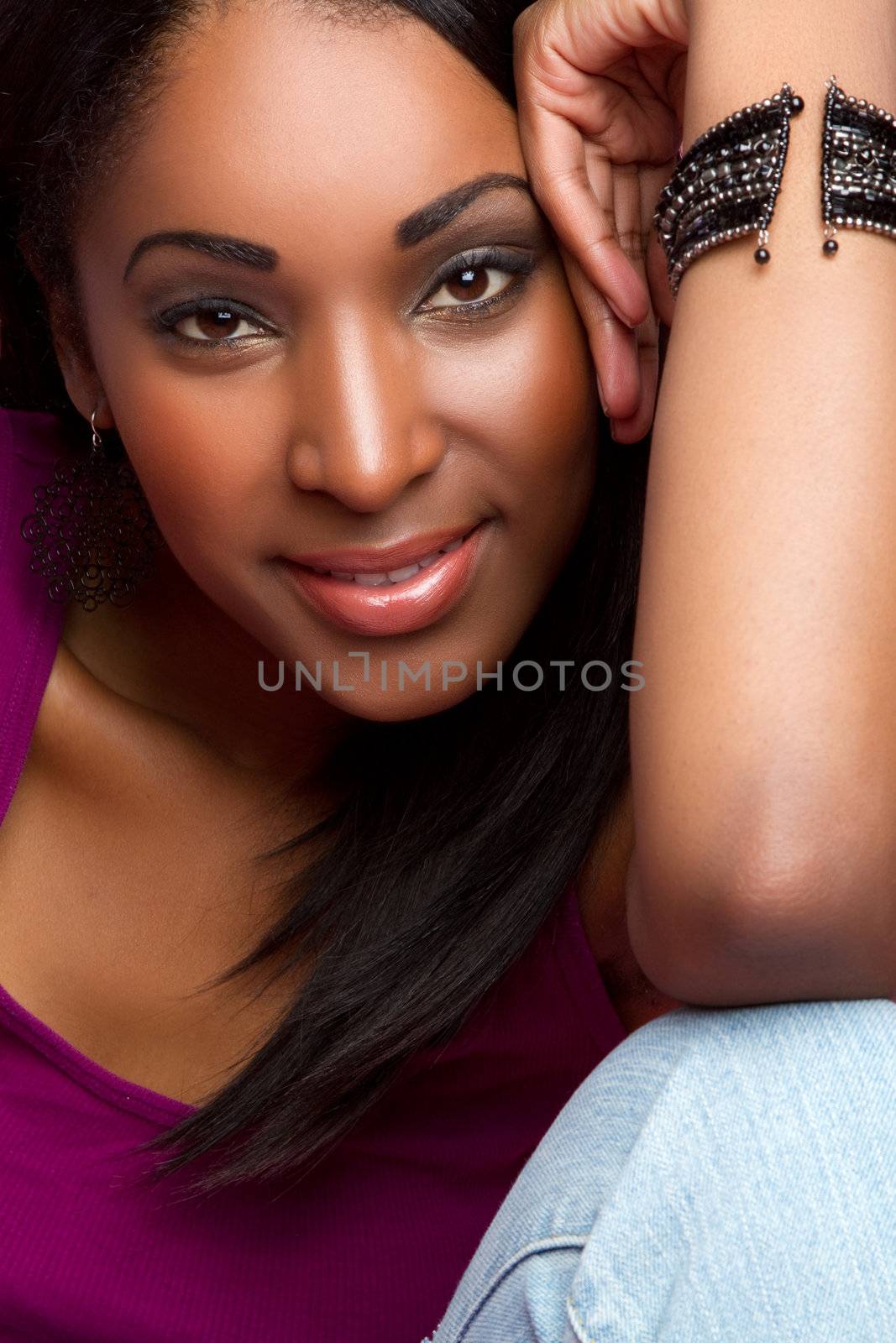 Beautiful happy black girl smiling