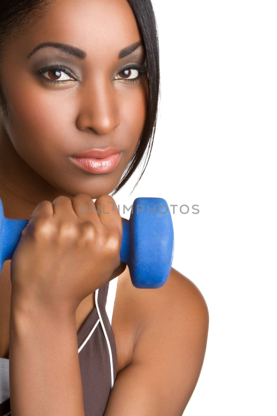 Beautiful black fitness woman exercising