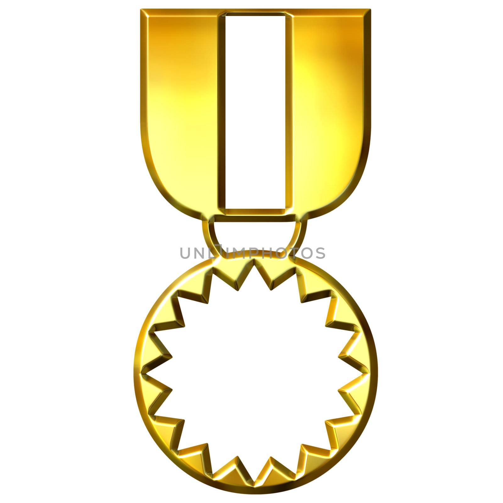3d golden medal of honour isolated in white
