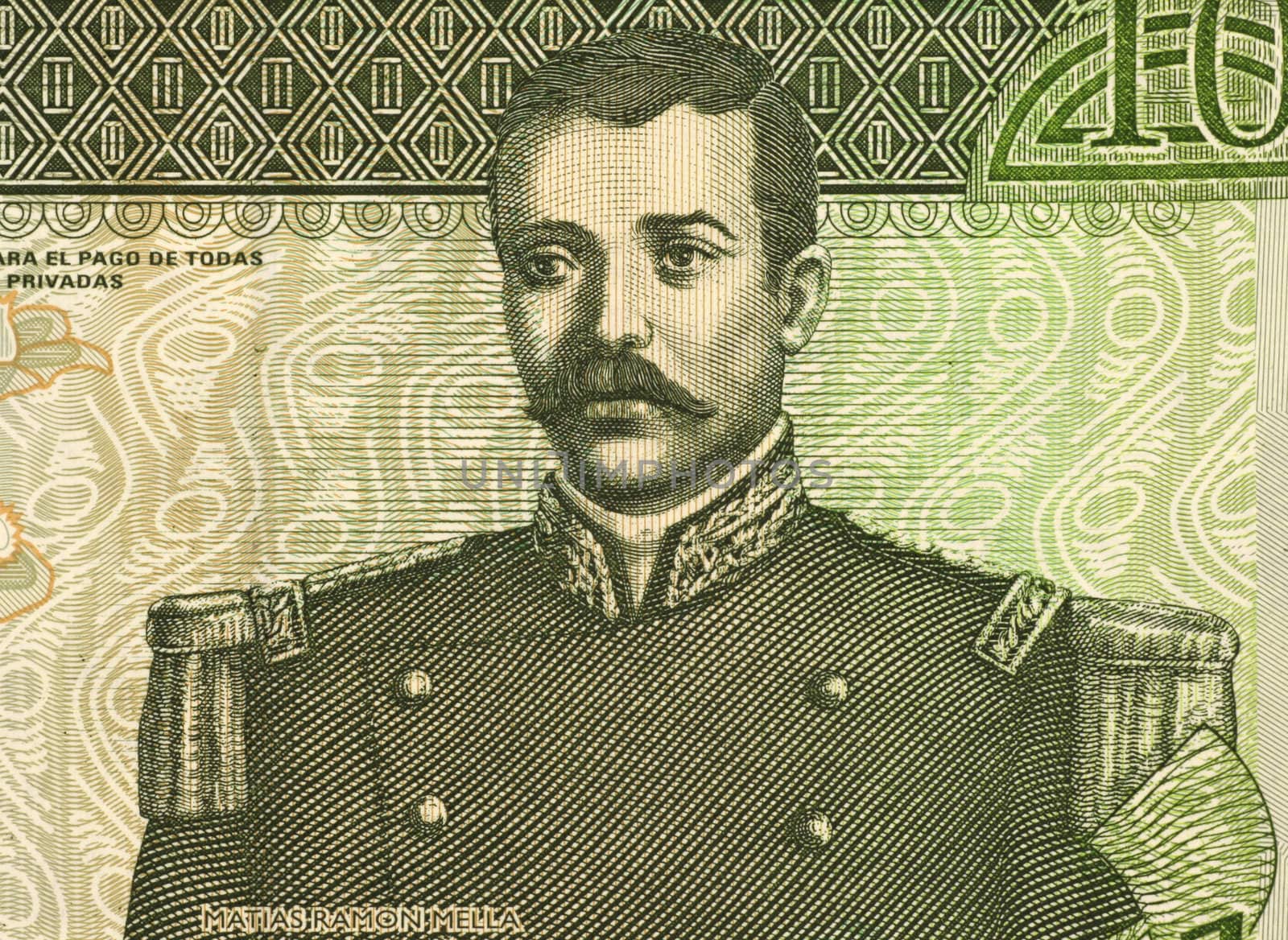Matias Ramon Mella (1816-1864) on 10 Pesos Oro 2002 Banknote from the Dominican Republic. National hero of the Dominican Republic.