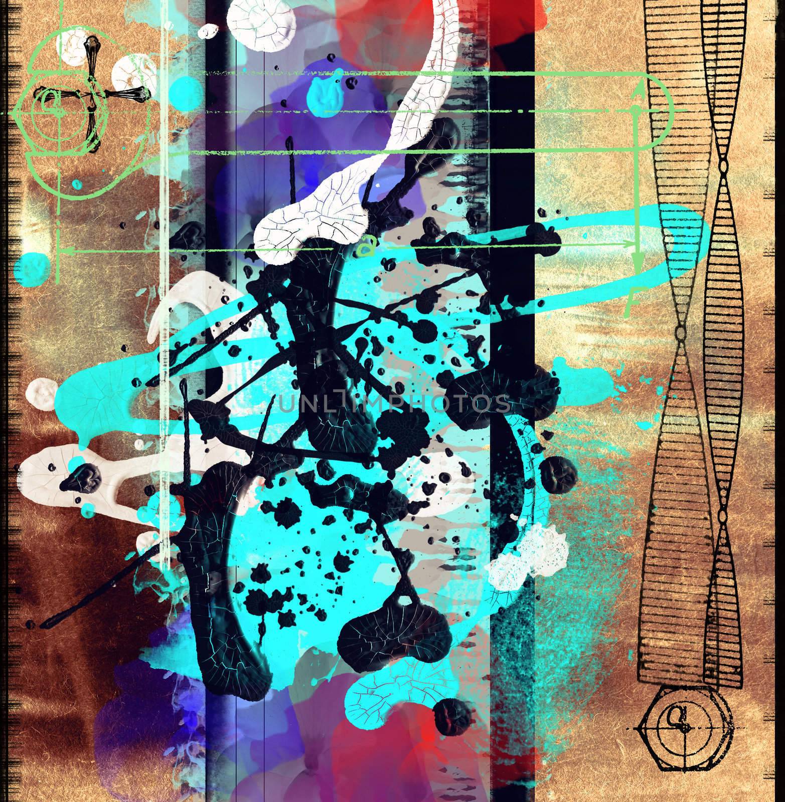 Computer designed high detailed grunge abstract textured background - collage with space for your text. 