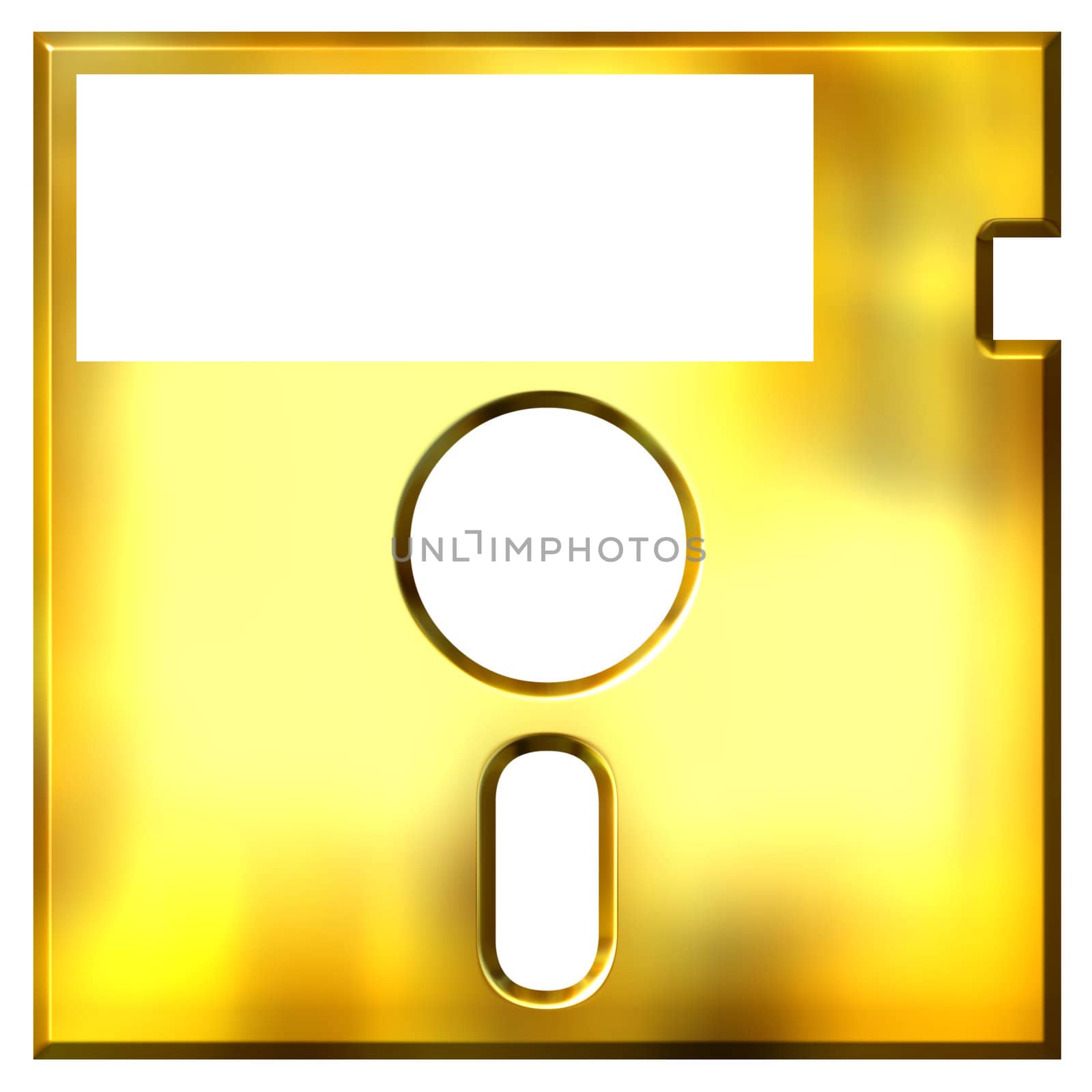 3d golden 5.25 inch floppy disk isolated in white