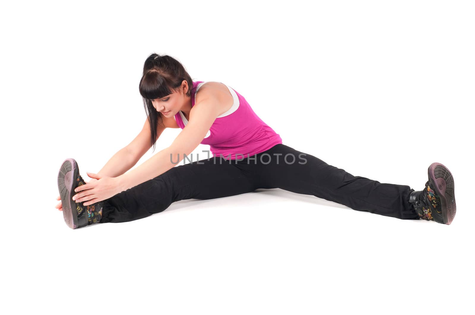 Shoot of fitness instructor isolated on white 