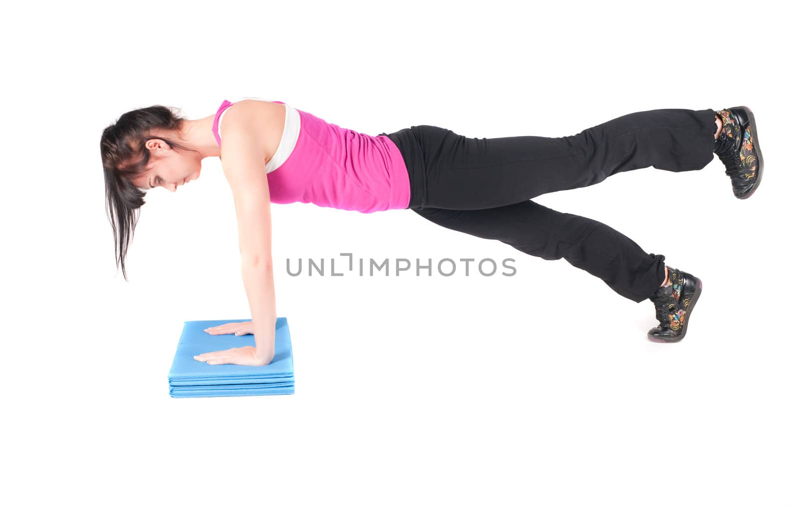 Shoot of fitness instructor isolated on white 