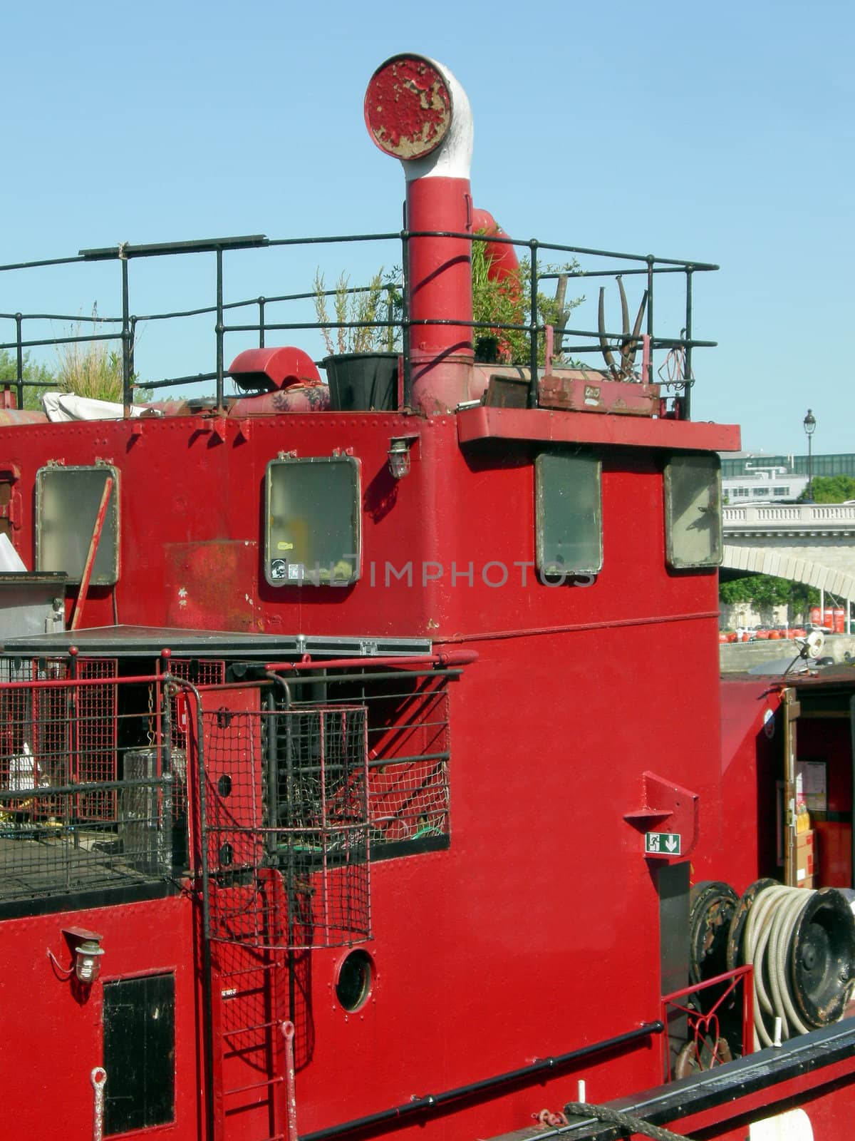Detail of a red ship boat