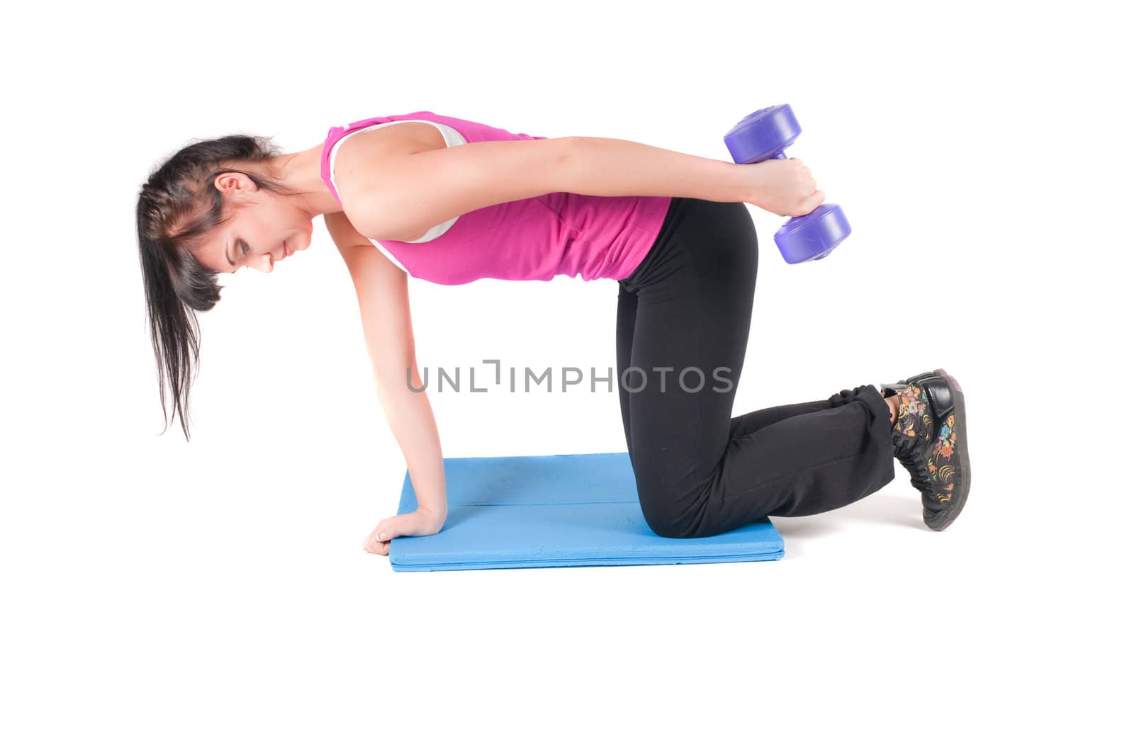 Shoot of fitness instructor isolated on white 