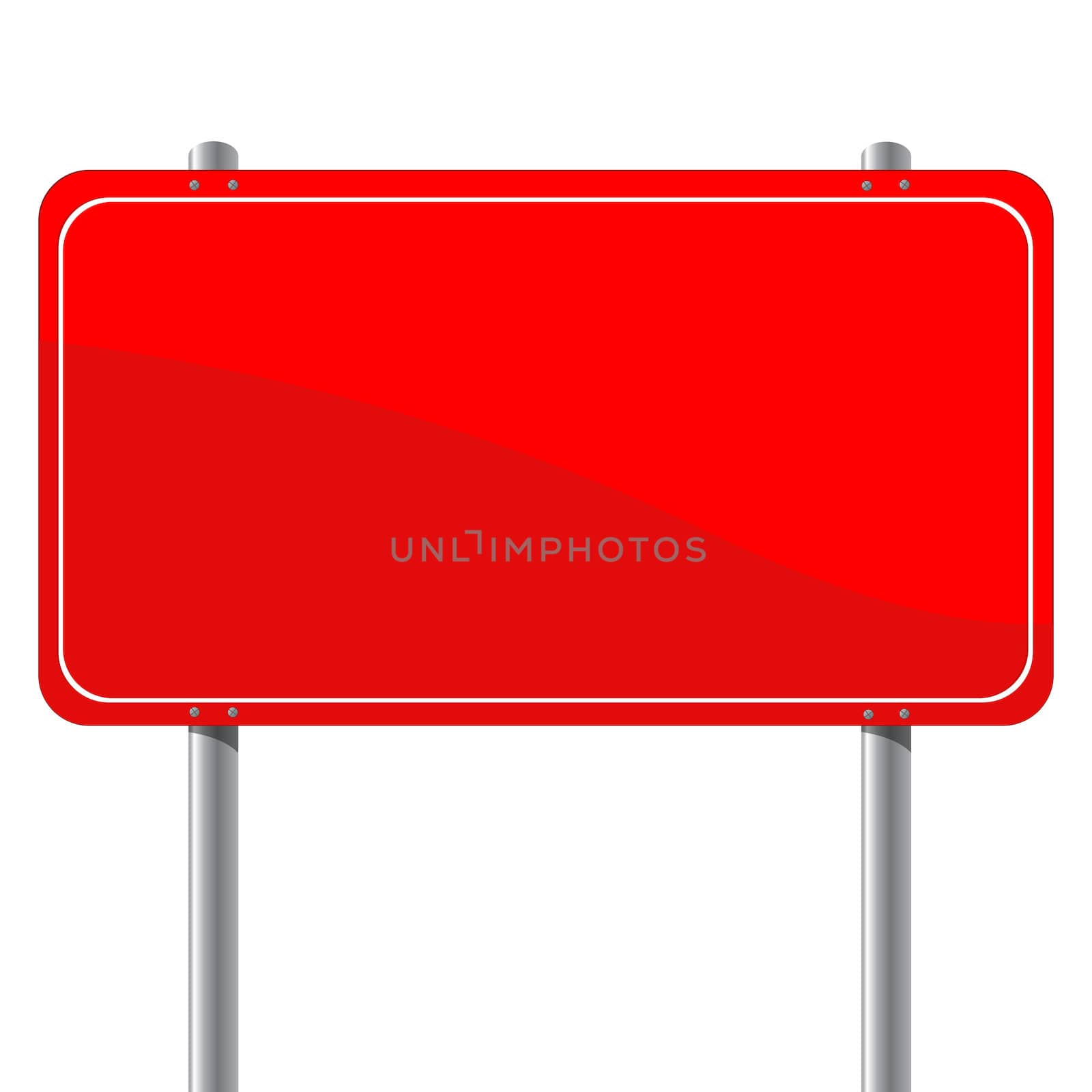 Red billboard, isloated object over white background