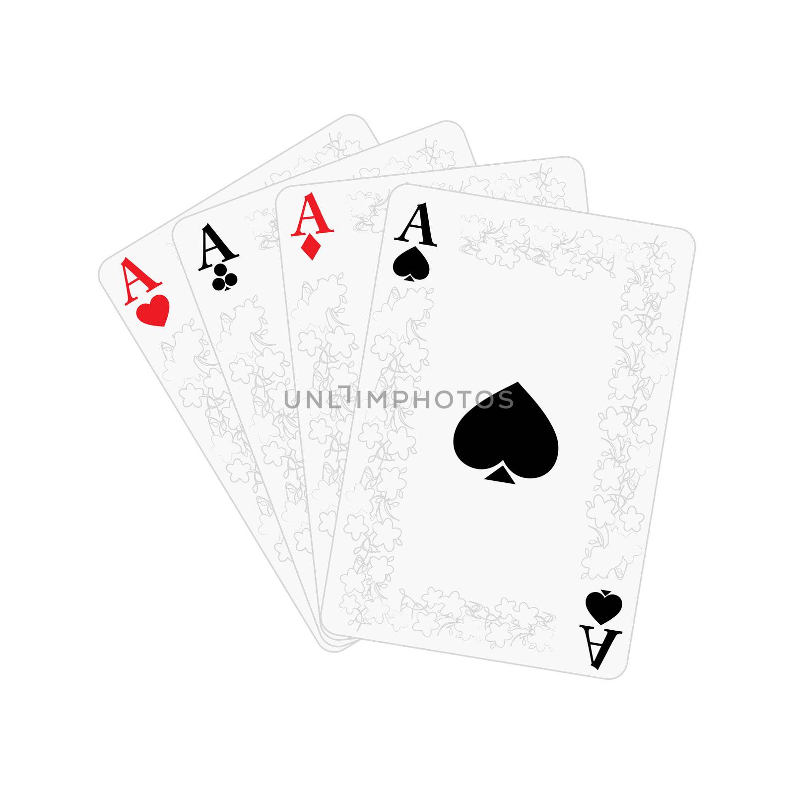 Playing cards, four of a kind