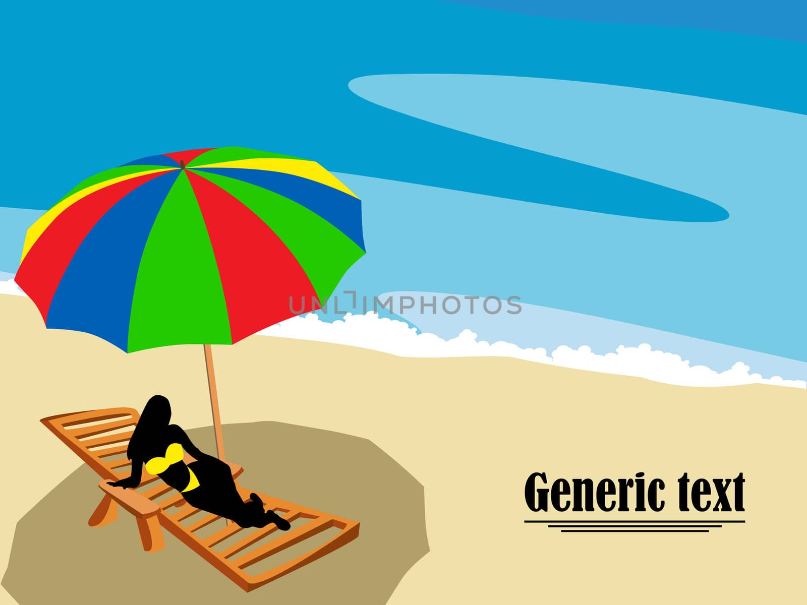 Silhouette of a girl relaxing on the beach side
