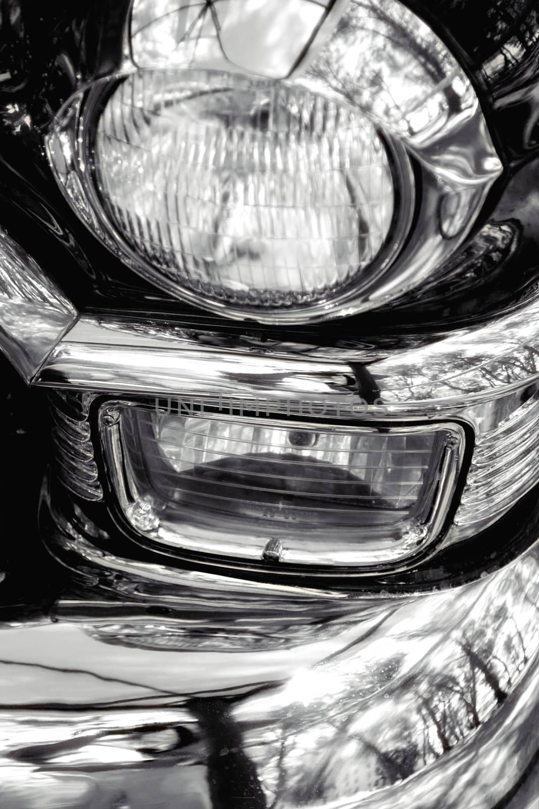 Classic car detail , shallow DOF black and white photo