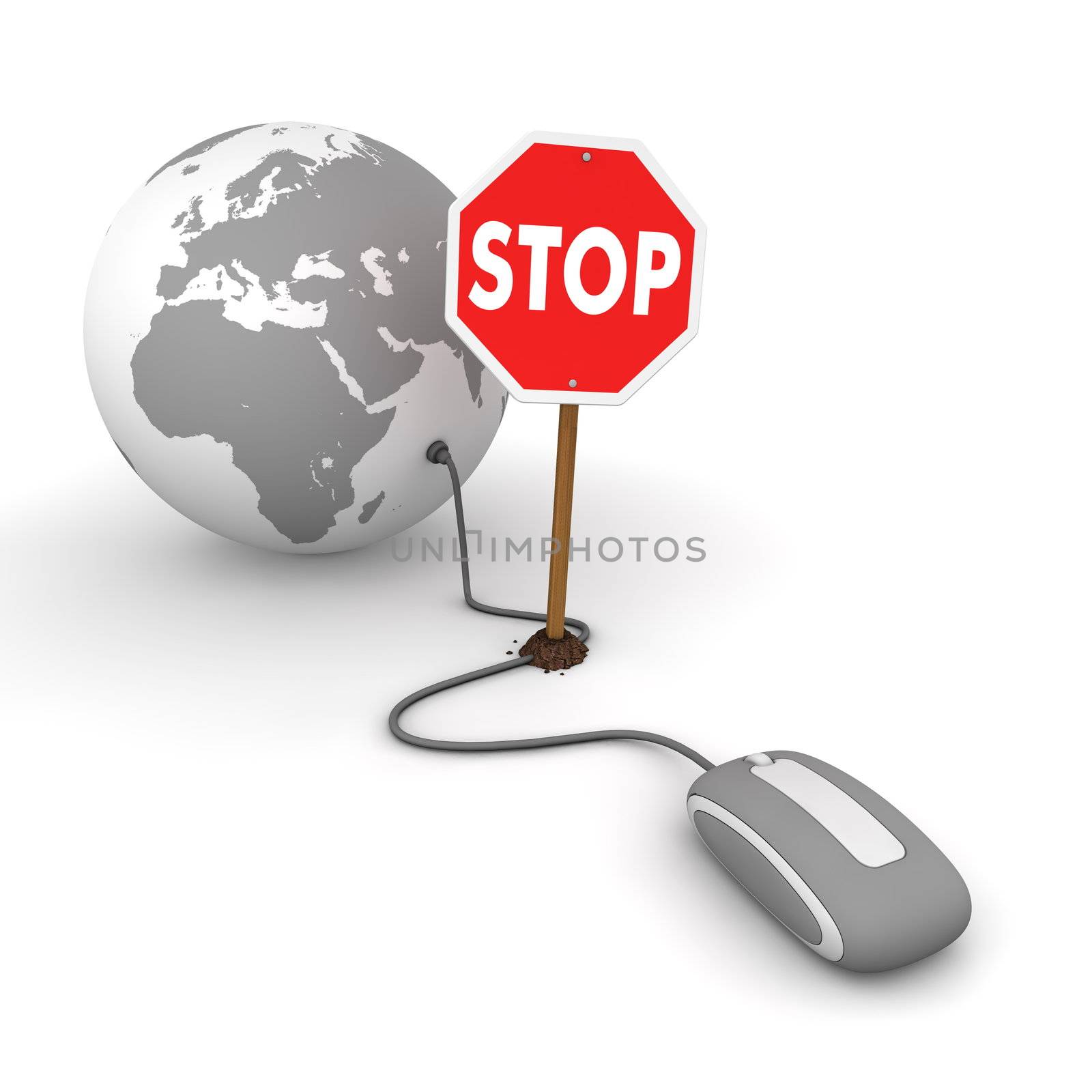 Surfing the Web in Grey - Blocked by a Stop sign by PixBox